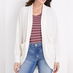 Maurices White Waffle Knit Cardigan, Size Small